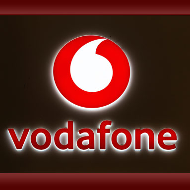 White and red Front & Back Lit Vodafone logo