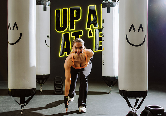 Back lit sign in a popular gym