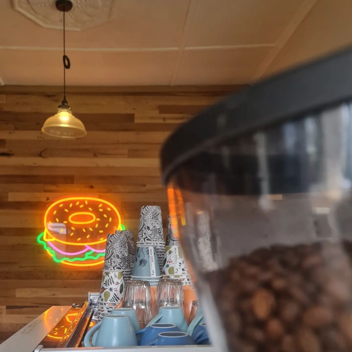 Bakery bagel wall art by Custom Neon® @untitledcafe_