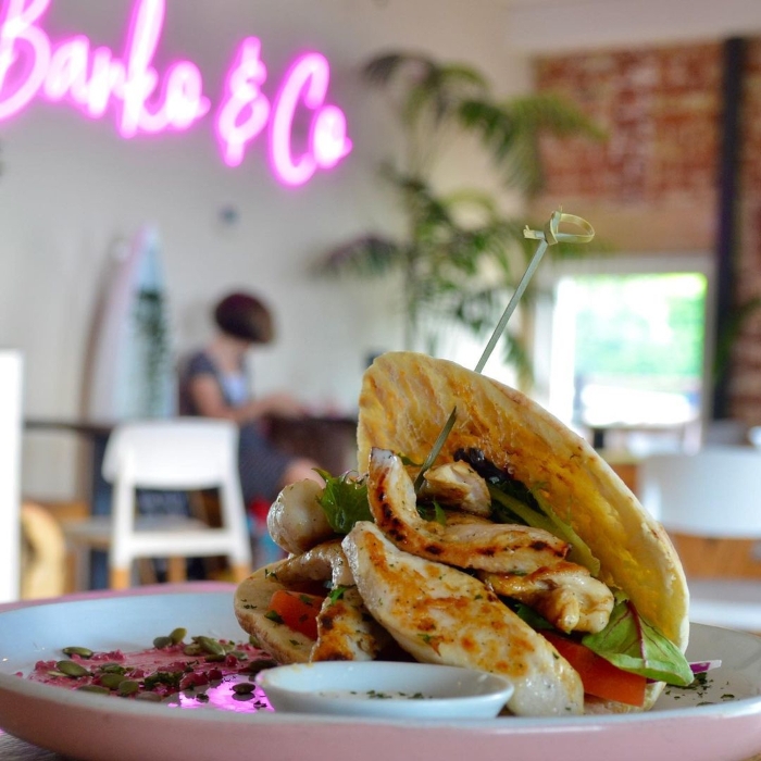 Pink cafe name sign by Custom Neon® @barkoandco