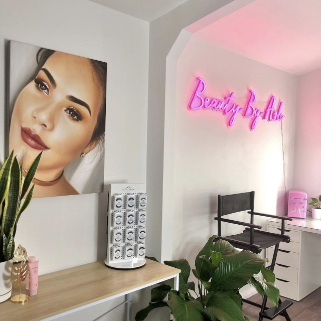 Pink Custom Neon® beauty salon name sign @beautybyash