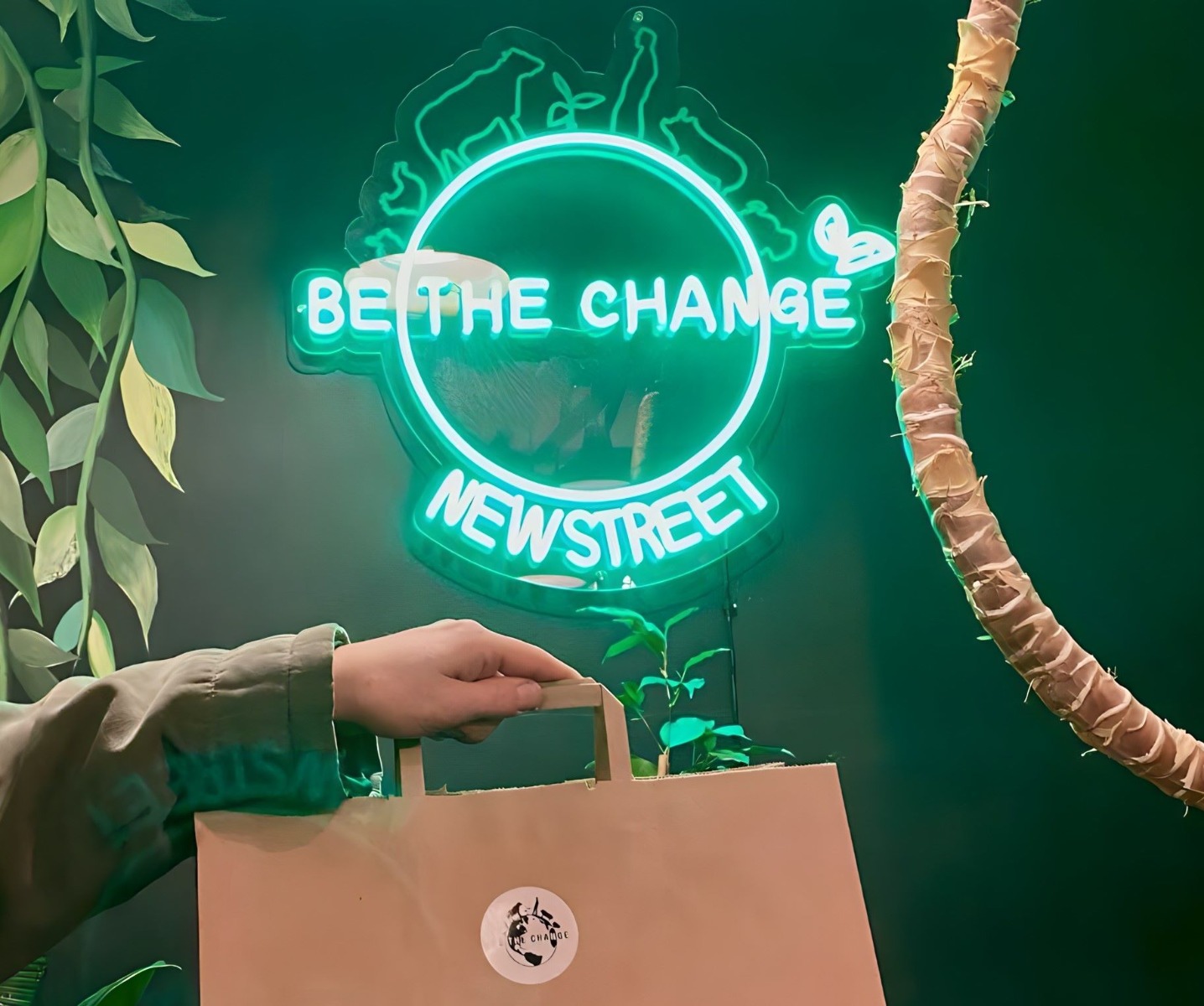 Custom Neon® green logo @bethechangefoods