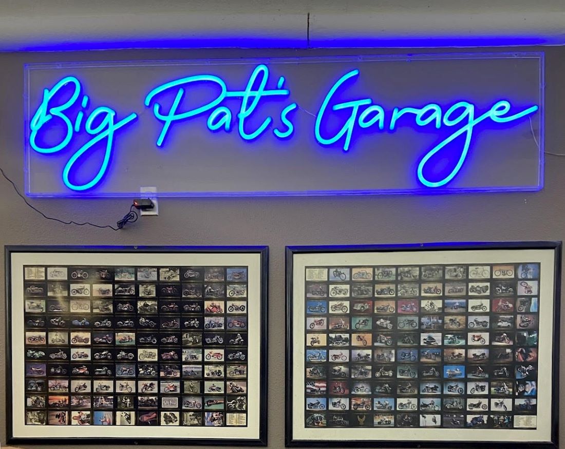 Custom Neon® blue personalised garage sign