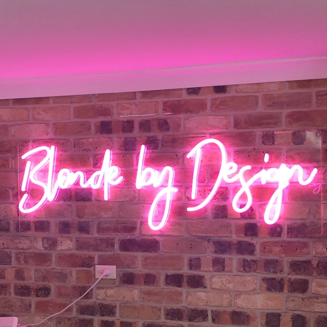 Pink hair salon name sign by Custom Neon® @blonde.by.design