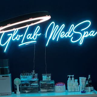 Tropical blue Custom Neon® company name sign @glolabmedspa