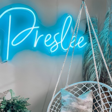 Custom Neon® large blue personalized kids room sign @magenreaves