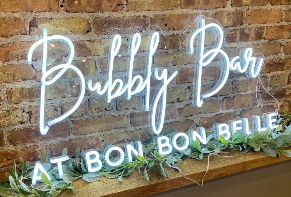 Custom Neon® white event venue sign @bon_bon_belle