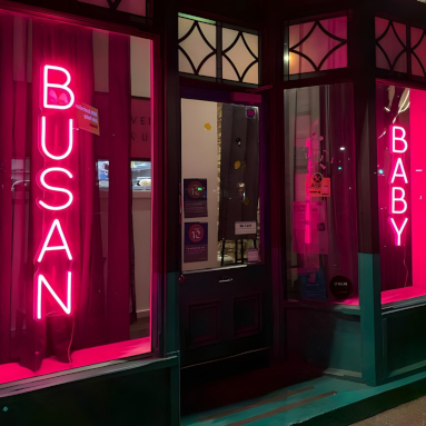 Pink Custom Neon® take out restaurant window sign @busanbabyadl