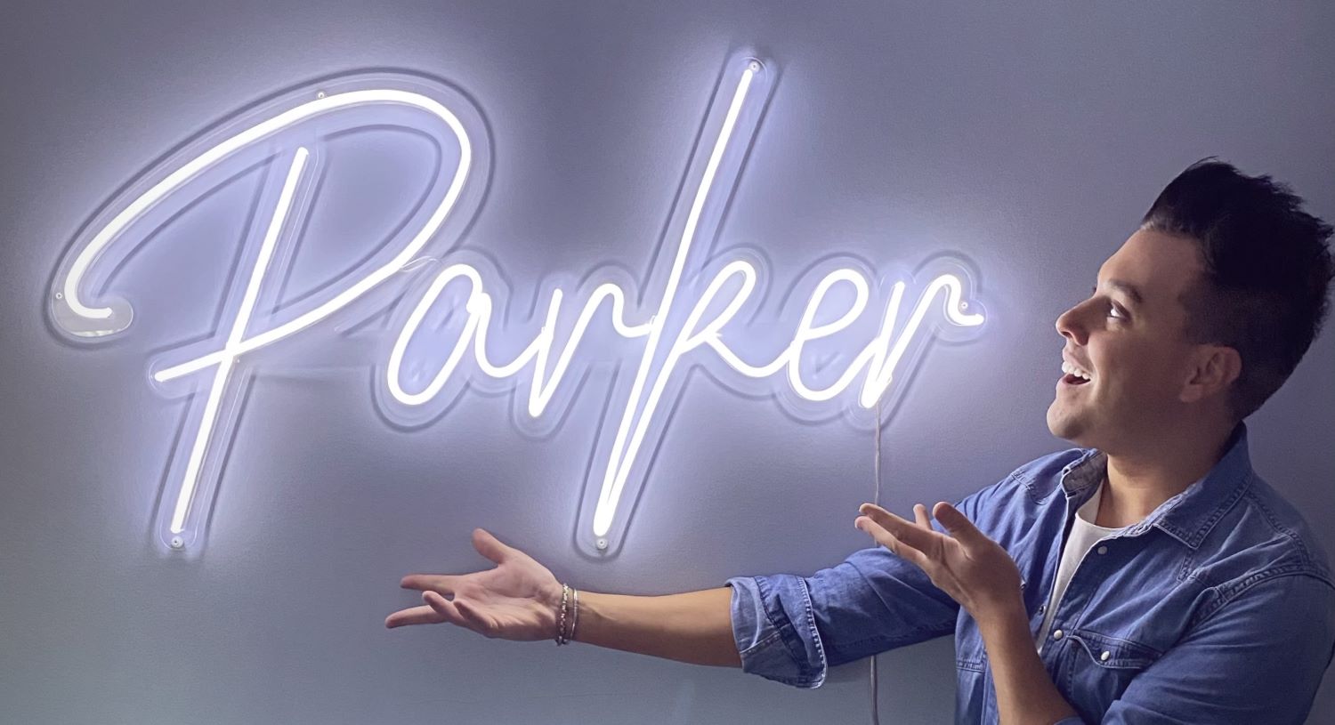 Custom Neon® white name sign @cadebittnermusic