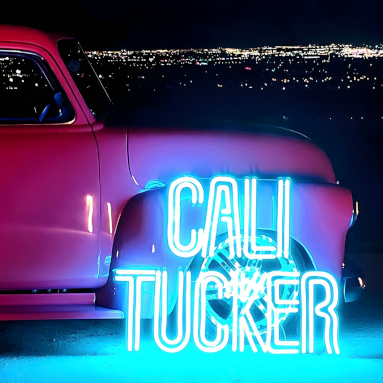 Bright blue double lined personalized Custom Neon® as seen in the Cali Tucker music video @calituckermusic