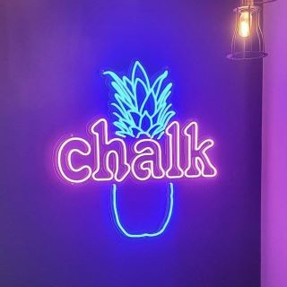 Custom Neon® pink & blue logo @chalklondon @aandpelectrical