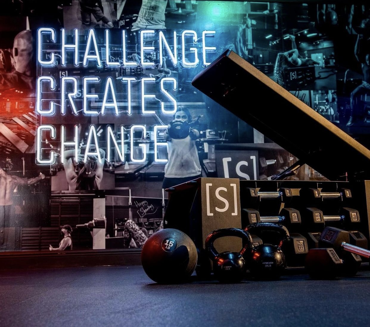 Challenge Creates Changes white Custom Neon&reg; sign @sensory.fitness