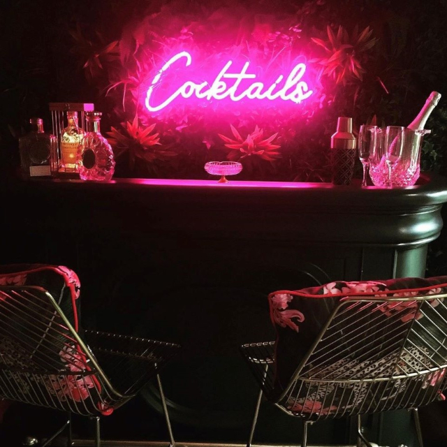 Custom Neon® pink outdoor cocktail bar sign @bezza32