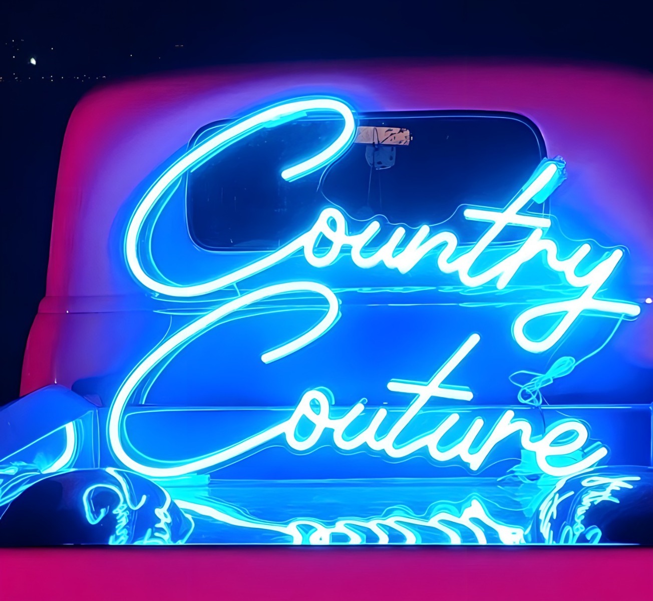 Country Couture Custom Neon® song lyric sign as seen in the @calituckermusic music video