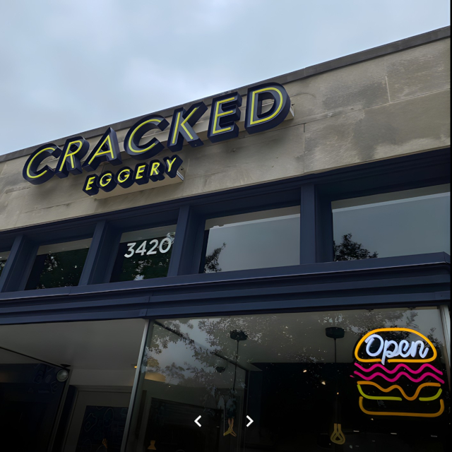 Custom Neon® bespoke burger open sign for @crackedeggery