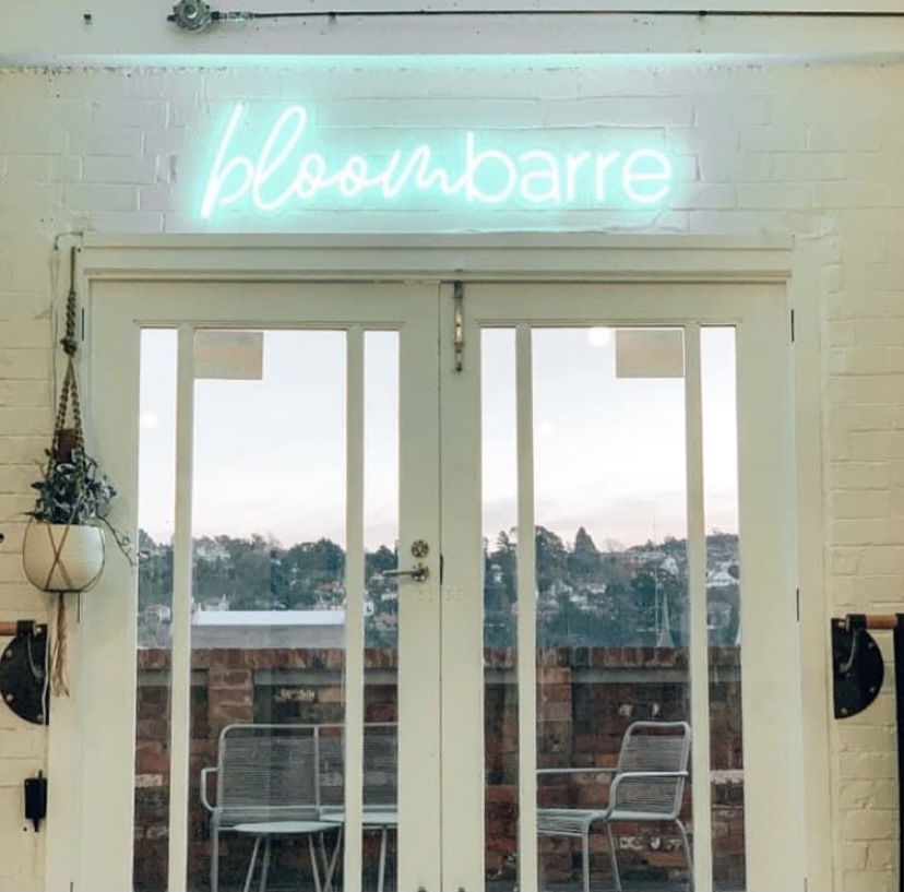 Ice blue Custom Neon® name sign for @bloom__barre
