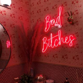Bad Bitches red Custom Neon® sign @boozehoundsps photo by @lilaavatara
