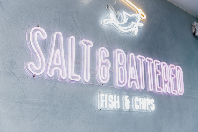 Colour changing animated Custom Neon&reg; sign for saltandbattered.com.au