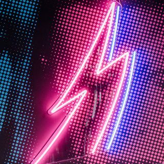 Pink & blue lightning bolt @wahwahgee made by Custom Neon®