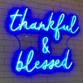 Blue Custom Neon® quote sign @9gramscafe