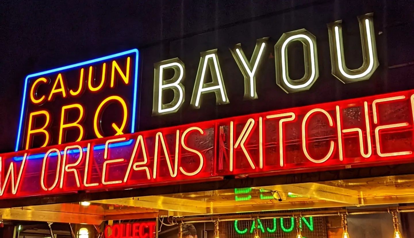 Custom Neon® sign with a triadic color palette @bayou_bar