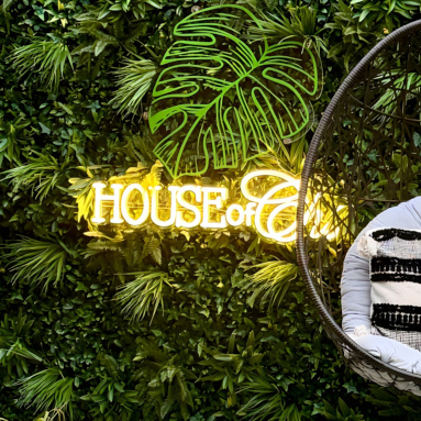 Custom Neon® warm white LED neon garden sign on living wall @houseofchi