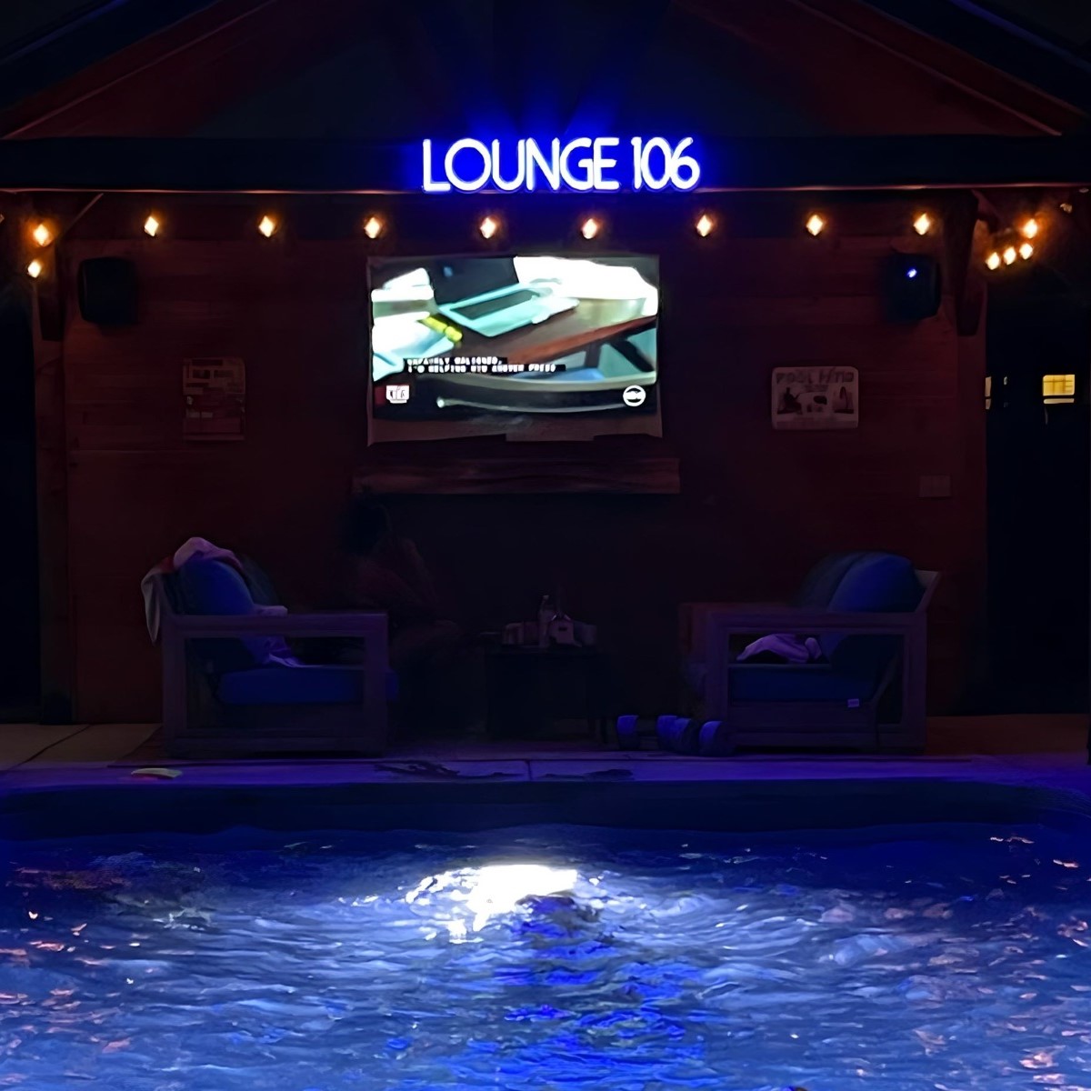 Blue Custom Neon® pool sign @carolpendergrass