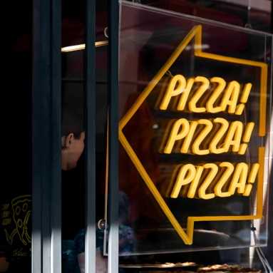 Custom Neon® Pizza Pizza Pizza animated sign in pizza shop window @pizzapizzapizzamelb