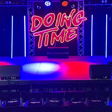 Custom Neon® RGB color changing stage sign for the Doing Time caberet show by @karenfromfinance