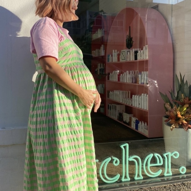 Mint green Custom Neon® hair salon window sign @etchersalon