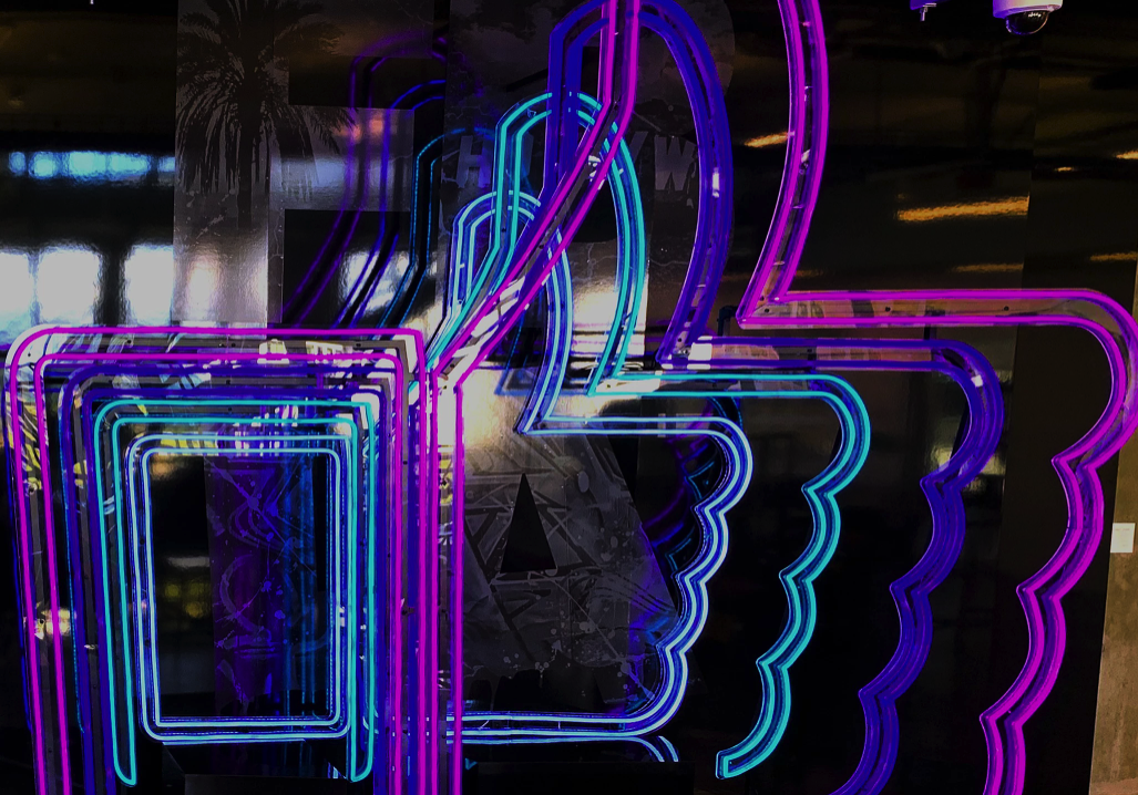 LED neon flex thumbs up @facebook 12777 W Jefferson Blvd, LA made by Custom Neon&reg;