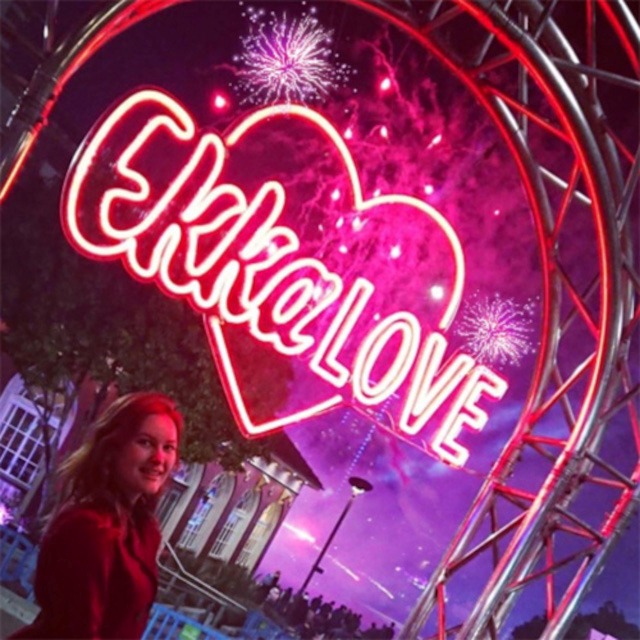 Red Custom Neon® outdoor festival sign for @theekka @brisbaneshowgrounds