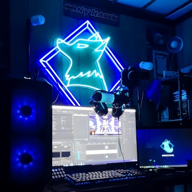 CustomNeon® gamer streaming logo @yt_downcastspark