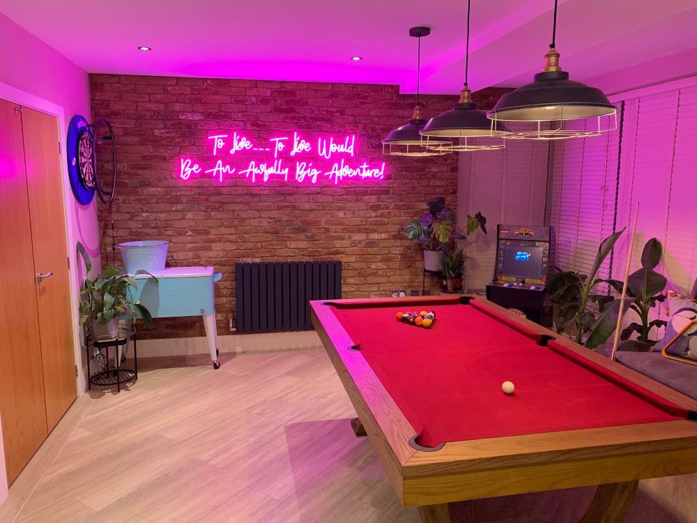 Custom Neon® pink quote sign for games room/man cave @our_home_108