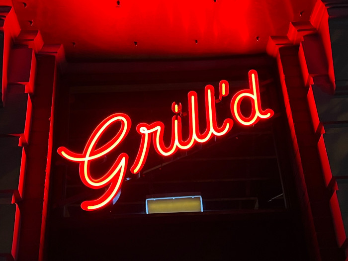 @grilldburgers outdoor LED neon channel letter sign made by Custom Neon®
