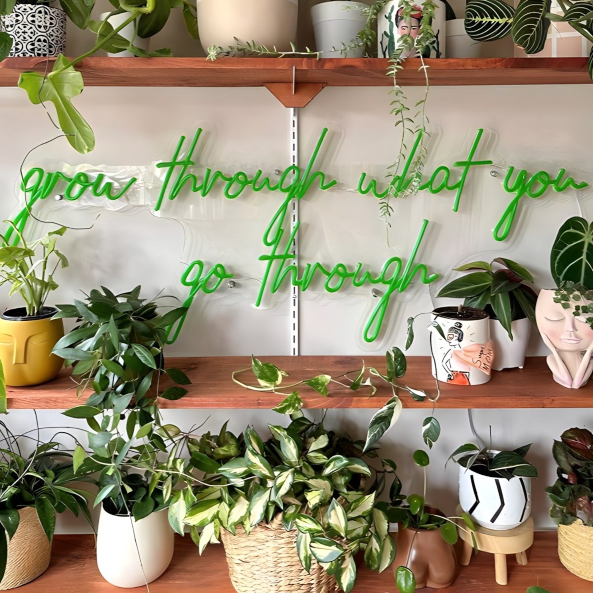 Grow through what you go through Custom Neon® motivational sign @bohome.plantry