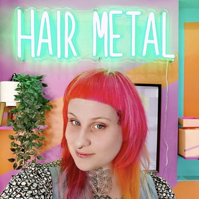 Green Custom Neon® hair salon name sign @hairmetalwoopi