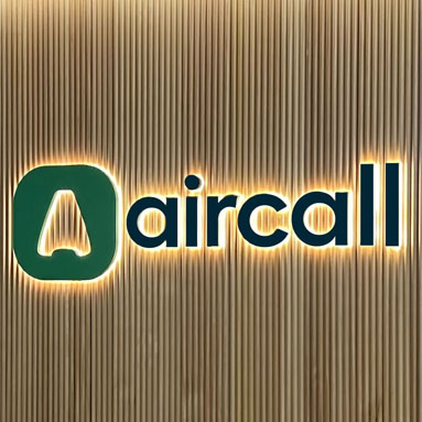Backlit sign for Aircall, made by Custom Neon
