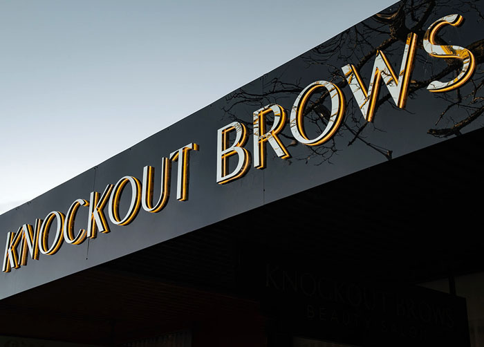 Salon sign back lit with white LED