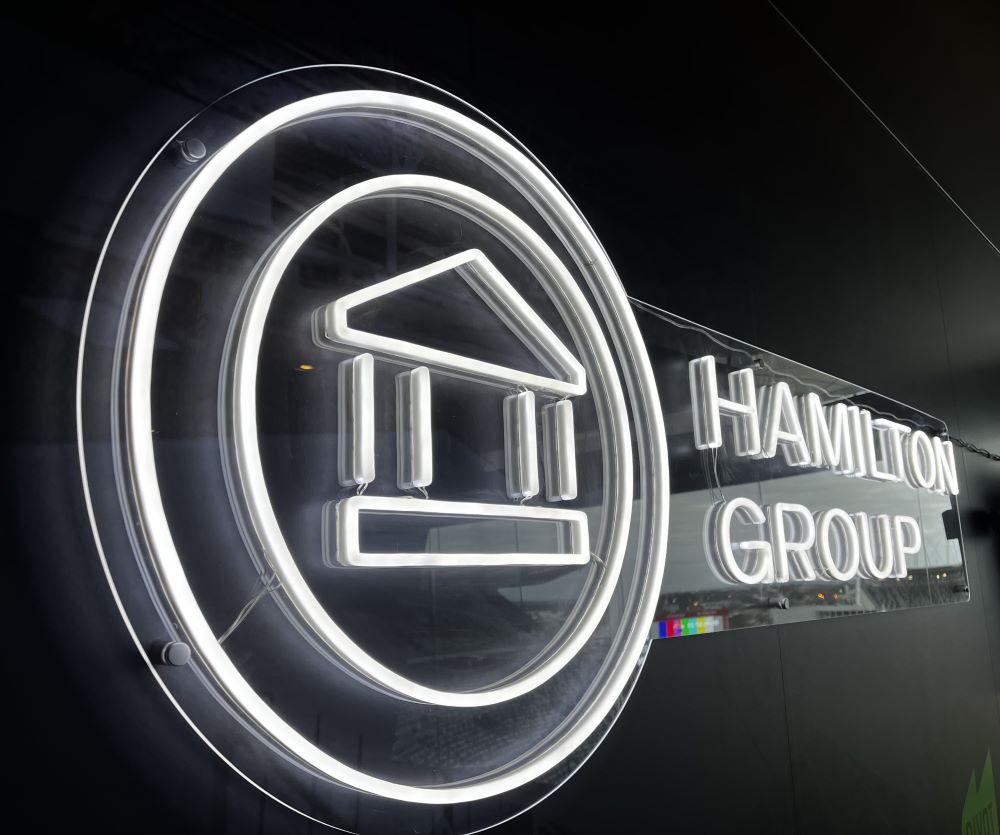 Custom Neon® white logo @hamiltongroupproperty