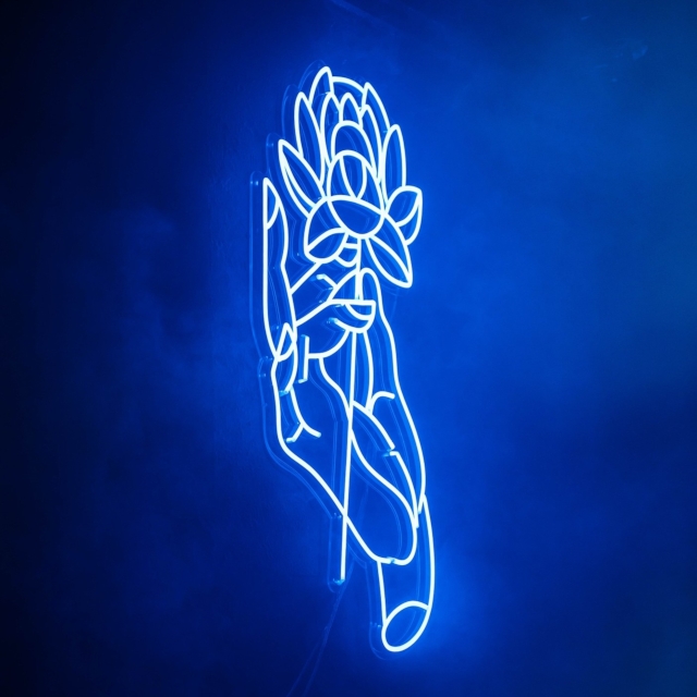 Blue event wall art sign by Custom Neon® @wldflwr.co