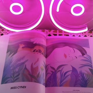 Custom Neon® pink artwork sign for the launch of the Boobs Breast Cancer awareness book published by @happyluja