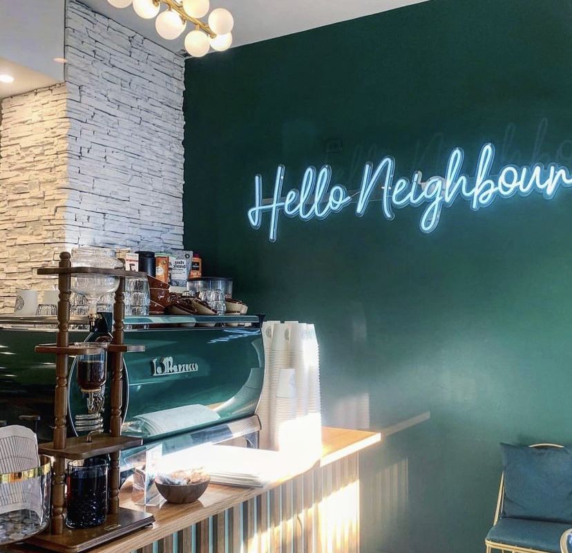 Hello Neighbour white Custom Neon® sign for @helloartusi_gnoccheria
