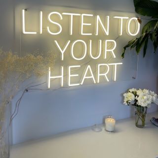 Warm white Custom Neon® motivational quote sign @hilaryholmesmakeup
