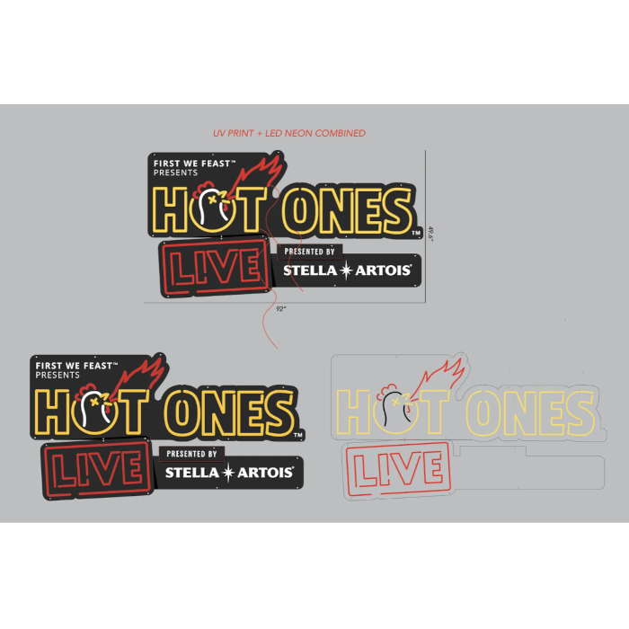 Custom Neon® specifications for the Hot One Live banner sign