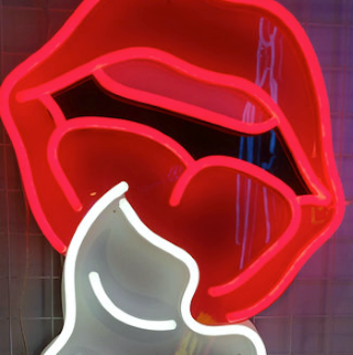 Red mouth licking ice cream UV print light sign made by Custom Neon®