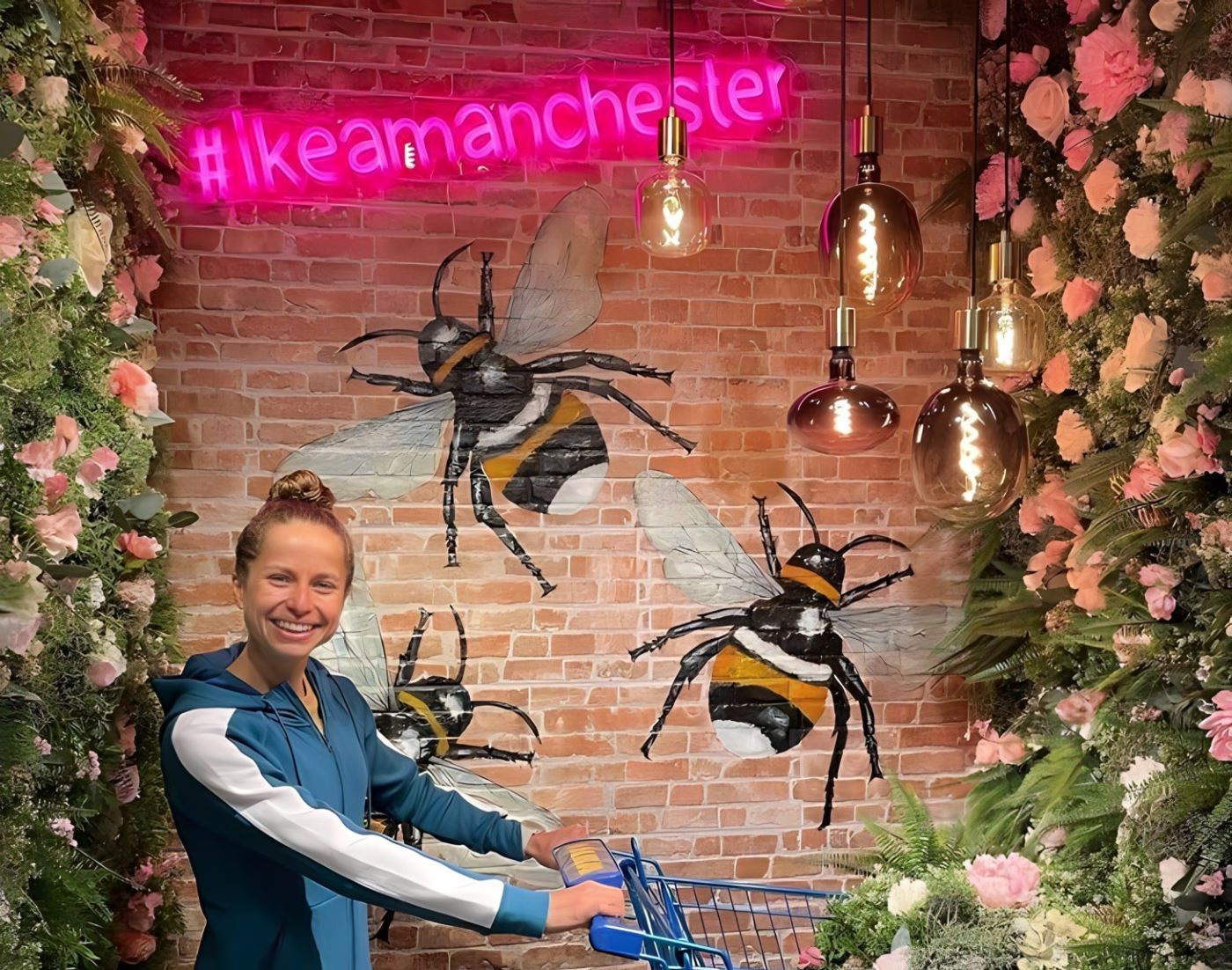 ikeamanchester pink Custom Neon® hashtag sign on brickwall @ikeauk