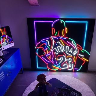 Multi-colored Michael Jordan jersey neon artwork by Custom Neon®