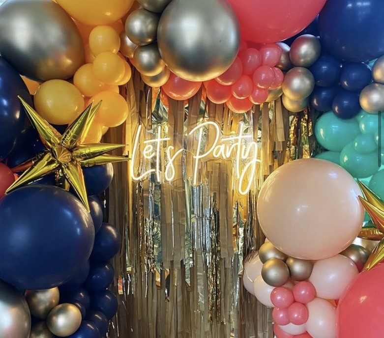 Golden yellow Custom Neon® Let's Party sign @justpeachylr