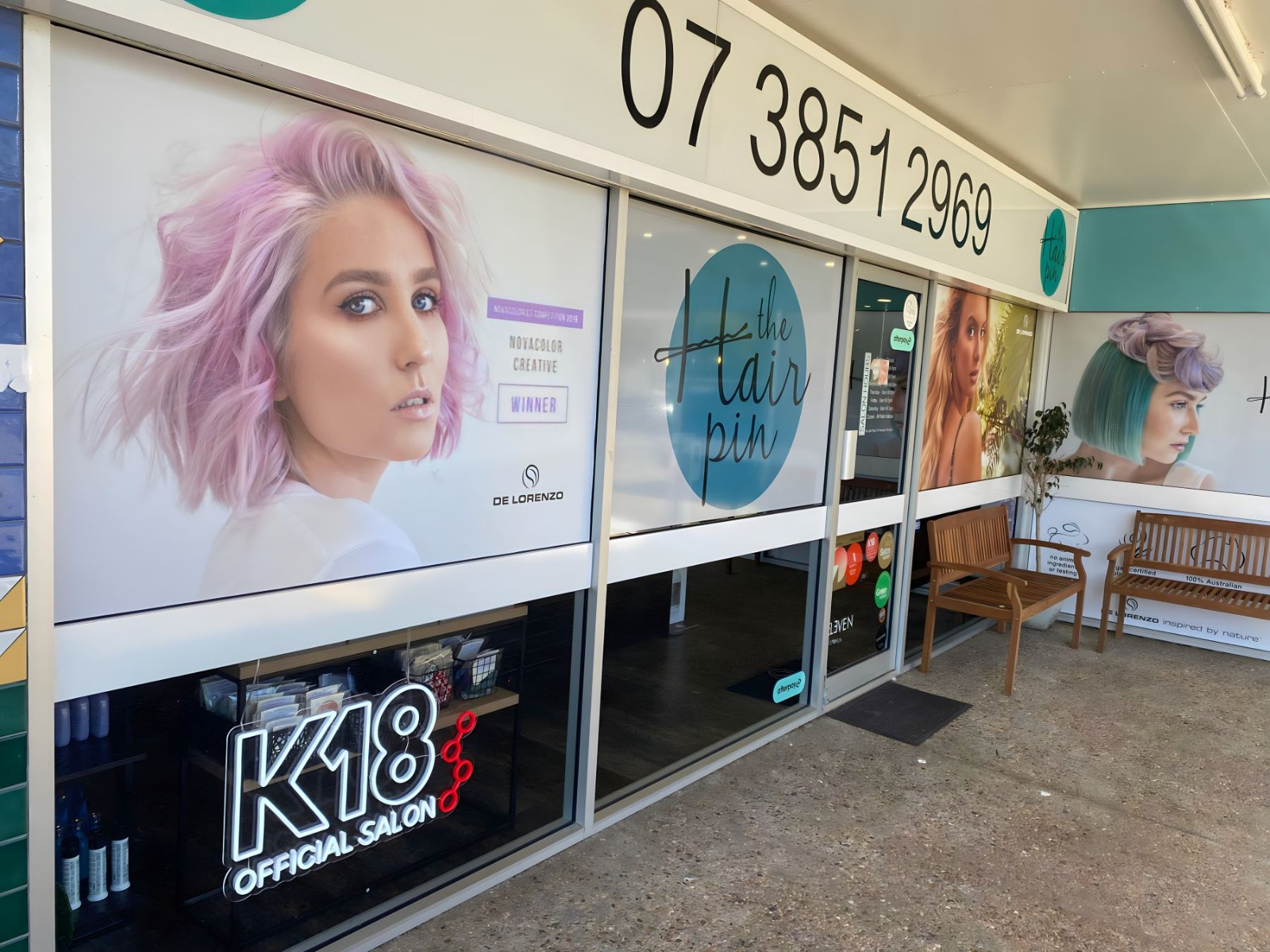 Custom Neon® logo for @k18hair_australia installed as window signage @thehairpin_